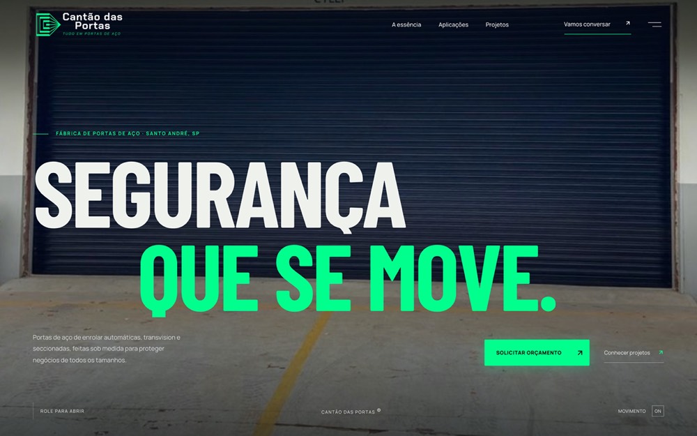 Página inicial do site da Cantão das Portas feito pela Mondoni Visual Studio